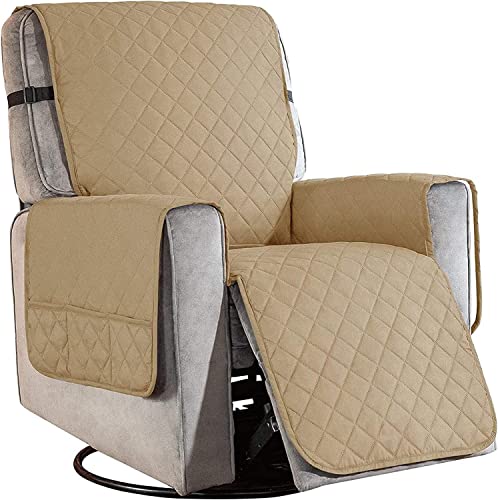 XRDSHY Sesselschoner Für Relaxsessel, Wasserdicht rutschfest sesselschoner Mit Armlehnen,1 Sitzer Taschen Sesselüberwurf,Waschbar Sesselschutz für Hunde Haustieren,Beige-Small von XRDSHY