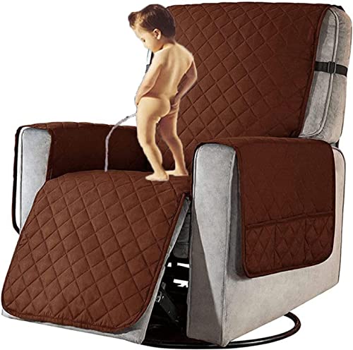 XRDSHY Sesselschoner für Fernsehsessel, Wasserdicht rutschfest Relaxsessel mit Armlehnen,1 Sitzer Taschen Sesselüberwurf,Waschbar Sesselschutz Haustieren,Braun-S von XRDSHY