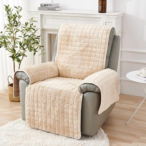 XRDSHY Sofa Armlehnenbezüge, Sesselschoner Sesselauflage, Fernsehsessel Schutzbezug Anti-Rutsch, Relaxsessel Bezüg Sesselüberzug für Zuhause mit Kindern und Haustieren Hund,Beige1-3 Sitz(167 * 190cm) von XRDSHY