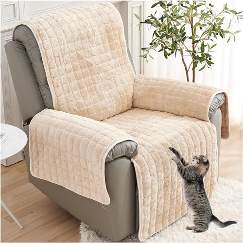 XRDSHY Sofa Armlehnenbezüge, Sesselschoner Sesselauflage, Fernsehsessel Schutzbezug Anti-Rutsch, Relaxsessel Bezüg Sesselüberzug für Zuhause mit Kindern und Haustieren Hund,Beige1-3 Sitz(167 * 190cm) von XRDSHY