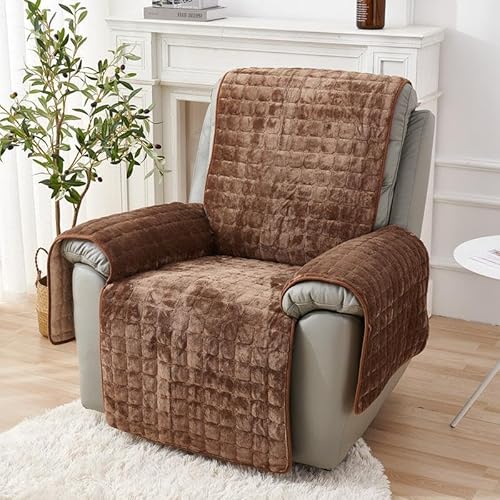 XRDSHY Sofa Armlehnenbezüge, Sesselschoner Sesselauflage, Fernsehsessel Schutzbezug Anti-Rutsch, Relaxsessel Bezüg Sesselüberzug für Zuhause mit Kindern und Haustieren Hund,Braun1-1 Sitz(53 * 190cm) von XRDSHY