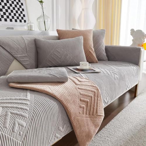 XRDSHY Sofa Überzug Sofabezug L Form: Couch Überzug 1/2/3/4 Sitzer Ecksofa Bezug Sofa Cover, Sofaschoner rutschfest Sofaüberwurf Couchdecke Sofa Überwurf, Gray5-70x150cm von XRDSHY