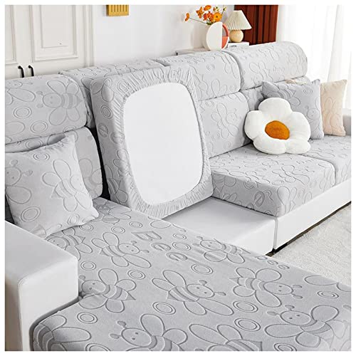 XRDSHY Sofa sitzkissenbezug Sofa überzug Stretch-Sofakissenbezug für einzelnes Kissen L-förmiges Sofa, Chaiselongue, Sofa-Schonbezug sofabezug, Möbelschutz,Gray- Large 4 Seater von XRDSHY