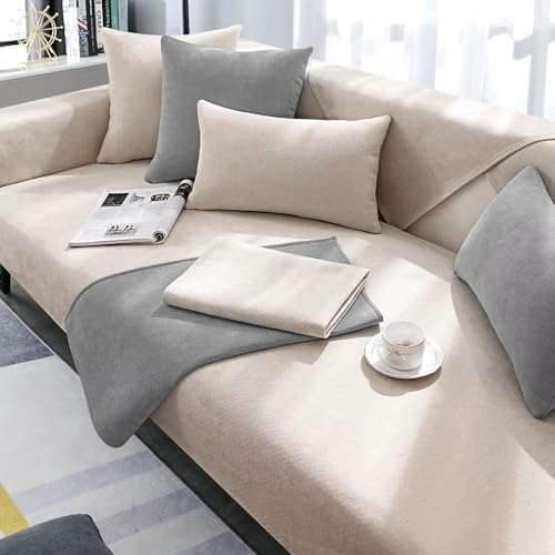 XRDSHY Sofabezug, Sofa Überwurf, Sofa überwurfdecke, Sofa überzug，Sofadecken für Sitzfläche, Sofadecke rutschfest, Couch Bezüge, Sofa Schoner,Gebrochenes Weiß-90 * 240cm von XRDSHY