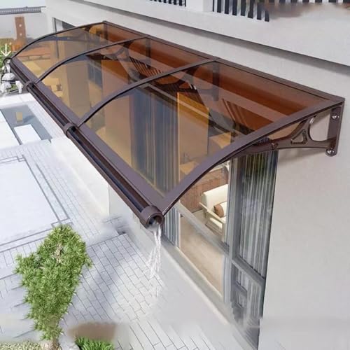 XRDSHY Vordach für Haustür mit Großem Waschbecken aus Aluminiumlegierung,Überdachung Haustürvordach,Polycarbonat Rundbogenvordach,für Balkon Traufe Garten, Braun-80x120cm/15.75''x47.24'' von XRDSHY