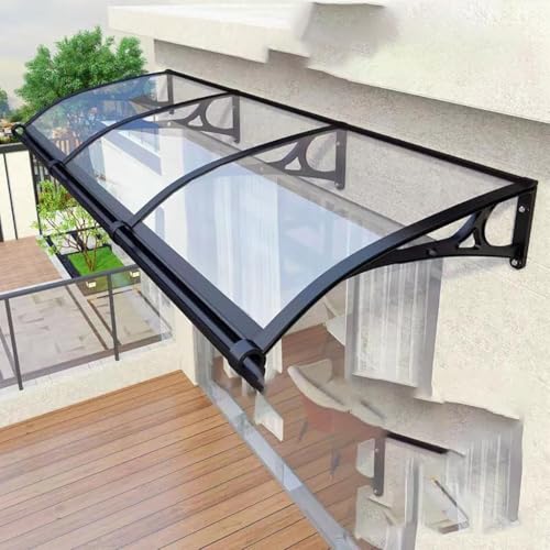 XRDSHY Vordach für Haustür mit Großem Waschbecken aus Aluminiumlegierung,Überdachung Haustürvordach,Polycarbonat Rundbogenvordach,für Balkon Traufe Garten, Transparent-100x200cm/15.75''x78.74'' von XRDSHY