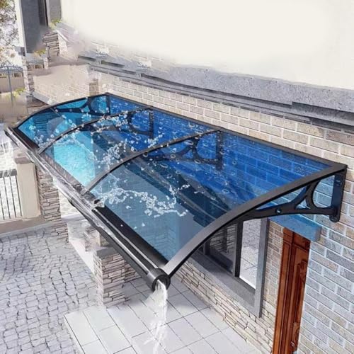 XRDSHY Vordach für Haustür mit Großem Waschbecken aus Aluminiumlegierung,Überdachung Haustürvordach,Polycarbonat Rundbogenvordach,für Balkon Traufe Garten,Blau-60x300cm/15.75''x118.11'' von XRDSHY