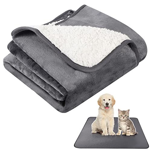 XREE Hundedecke Wasserdicht, 75x100cm Katzendecke Flauschig und Weich Hundedecke Grosse Hunde Wärmedecke Katze Waschbare Decke Haustierdecke für Sofa Stuhl Auto Zuhause Unterwegs(Grau) von XREE