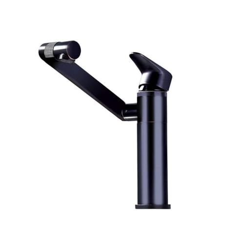 1080 Grad drehbarer Multifunktionshahn, Kalt- und Warmwasserhahn, Einhebelmischer aus schwarzem Kupfer, wassersparend, elegantes Design, Badezimmerdekoration XF-Store von XREYUIM