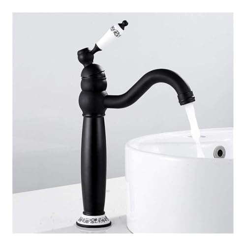 Elegant gestalteter Waschbeckenhahn, wassersparender Waschbeckenhahn aus Messing, Badezimmerdekoration, geeignet for Privathaushalte oder gehobene Hotels, Chrom XF-Store(Zwart) von XREYUIM