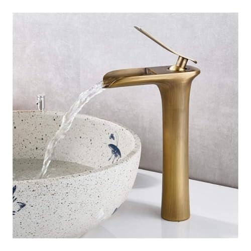 Messing-Waschtischarmatur, wassersparende Waschtisch-Säulenarmatur, gebürstet, antik, schönes Design, Badezimmerdekoration, hoher Abschnitt XF-Store(HIGH SECTION) von XREYUIM