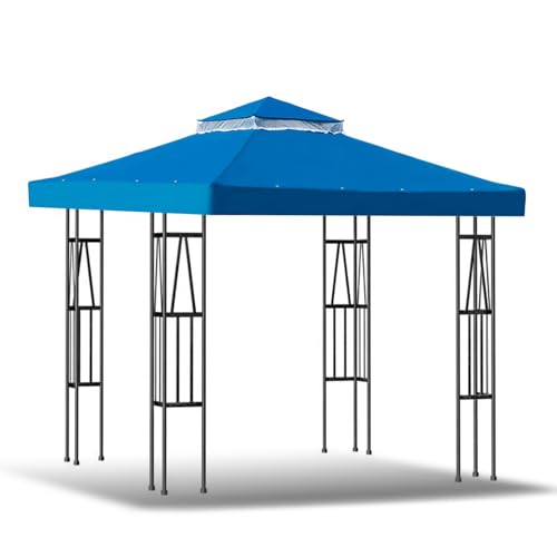 3x3 Gazebo Replacement roof,winterproof Gazebo Replacement Cover,Barbecue Gazebo with Double Roof,Replacement Roof Gazebo (300×300CM,Blue) von XRLQZH