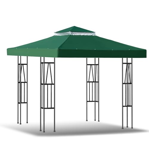 3x3 Gazebo Replacement roof,winterproof Gazebo Replacement Cover,Barbecue Gazebo with Double Roof,Replacement Roof Gazebo (300×300CM,Green) von XRLQZH