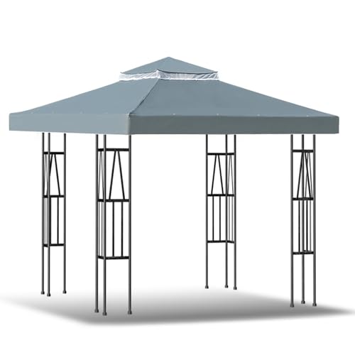 3x3 Gazebo Replacement roof,winterproof Gazebo Replacement Cover,Barbecue Gazebo with Double Roof,Replacement Roof Gazebo (300×300CM,Grey) von XRLQZH