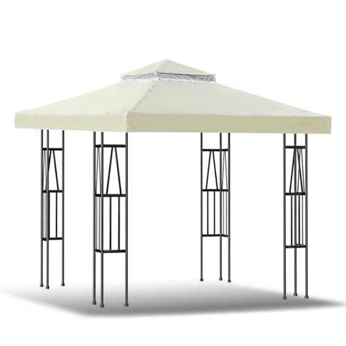 3x3 Gazebo Replacement roof,winterproof Gazebo Replacement Cover,Barbecue Gazebo with Double Roof,Replacement Roof Gazebo (300×300CM,White) von XRLQZH