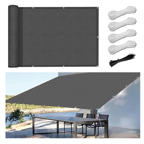 Markise Rechteckig Sonnensegel wasserdicht mit UV Schutz 99% .Sonnenschutz für Balkon, Terrasse, Garten mit Augenösen und Zugseil - EinfacheMontage (1.4×1.6M,Dark Grey) von XRLQZH