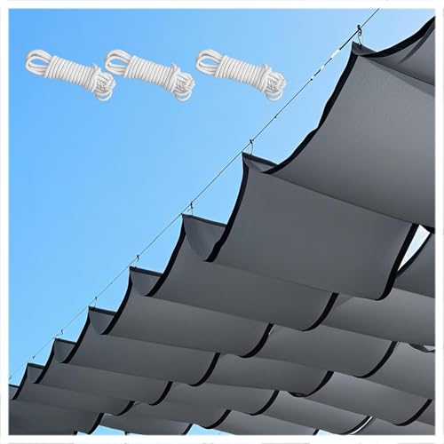 Retractable Wave Sun Shade Sail, Waterproof Rectangular Awning with Eyelets95% UV Protection, Sun Protection Awning, Tear-Resistant, Weatherproof, with Rope, for Garden (1.2×11M,Dark Grey) von XRLQZH