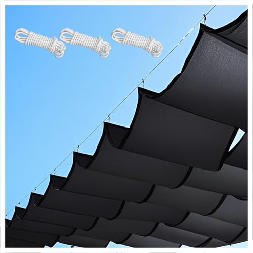 Retractable Wave Sun Shade Sail, Waterproof Rectangular Awning with Eyelets95% UV Protection, Sun Protection Awning, Tear-Resistant, Weatherproof, with Rope, for Garden (1.2×2M,Black) von XRLQZH