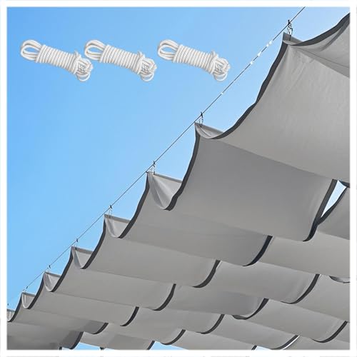 Retractable Wave Sun Shade Sail, Waterproof Rectangular Awning with Eyelets95% UV Protection, Sun Protection Awning, Tear-Resistant, Weatherproof, with Rope, for Garden (1.2×8M,Light Grey) von XRLQZH