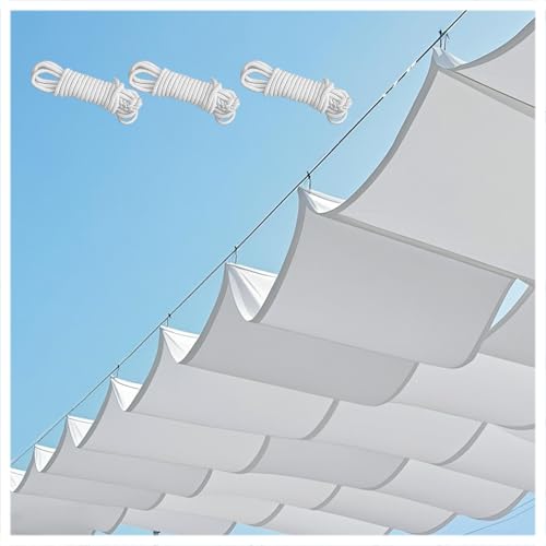 Retractable Wave Sun Shade Sail, Waterproof Rectangular Awning with Eyelets95% UV Protection, Sun Protection Awning, Tear-Resistant, Weatherproof, with Rope, for Garden (1.2×9M,White) von XRLQZH