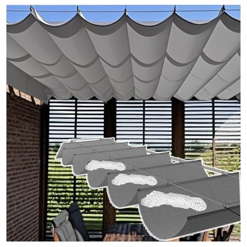 Sonnensegel einziehbar ~ Verstellbarer Wellenschutz Markise ~ UV-Beständig &Wasserdicht füir Pergola, Garten, Balkon roll-up Awning~ Dunkelgrau (4.5×3M,Dark Gray) von XRLQZH