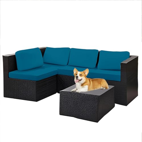 XRLQZH 1/2/3 Piece Stretch Seat Cushion Covers,Caravan Cushions Rattan Garden Furniture - for Patio, Balcony, Corner Lacing Sofa Seat Cushion Cover (Lake Blue,1PCS) von XRLQZH