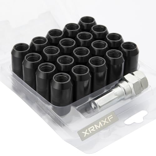 XRMXF 20 Stück Kegel 60° 45mm Schmal Sechskantschlüssel Stahl Lug Nuts M12 x 1,5 Radmuttern (Schwarz) von XRMXF