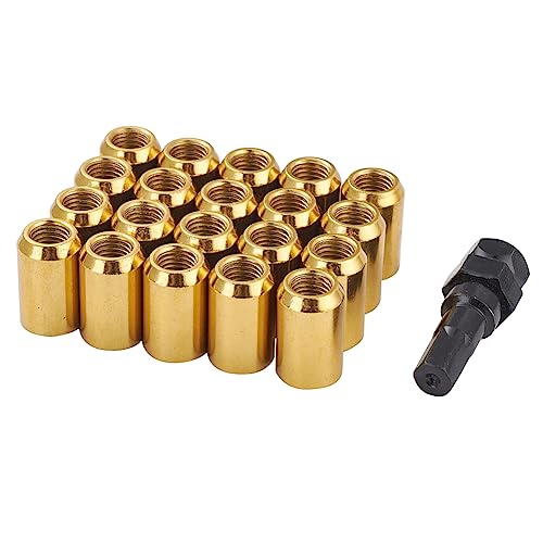 XRMXF 20 Stück Kegel 60° Schmal Sechskantschlüssel Stahl Lug Nuts M12 x 1,5 Radmuttern (Gold) von XRMXF