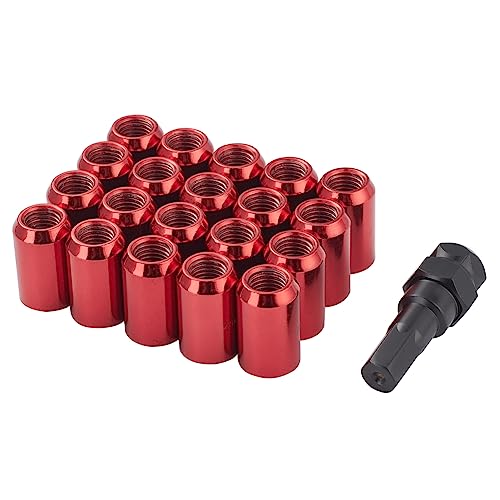 XRMXF 20 Stück Kegel 60° Schmal Sechskantschlüssel Stahl Lug Nuts M12 x 1,5 Radmuttern (Rot) von XRMXF