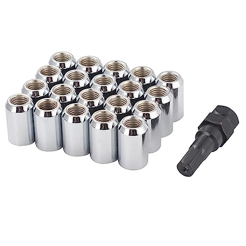 XRMXF 20 Stück Kegel 60° Schmal Sechskantschlüssel Stahl Lug Nuts M12 x 1,5 Radmuttern (Silber) von XRMXF
