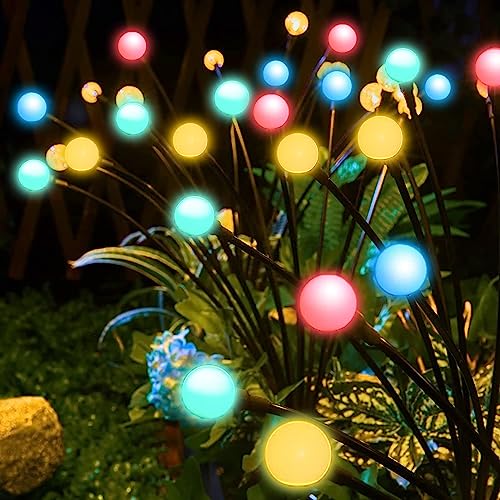 Solarlampen für Außen Deko, XRR 2 Stück Firefly Solar Gartenleuchten 6 LED Glühwürmchen Gartenlichter Wasserdicht Solar Gartenleuchte Dekoration für Garten, Terrasse, Weihnachtsdeko(Mehrfarbig) von XRR