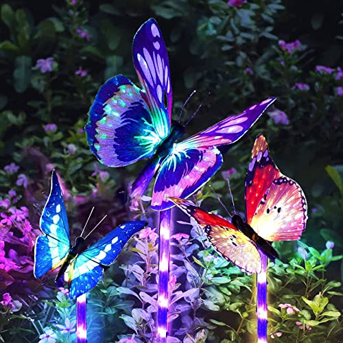 XRR Solarlampen für Außen Garten Deko 3 Stück Schmetterling Solarleuchten mit farbwechselnden Glasfaser LED Schmetterling Solar Lichter - Gartendeko für draußen, Gärten, Wege, Hof, Weihnachtsdeko XRR Solarlampen für Außen Garten Deko 3 Stück Schmetterling Solarleuchten mit farbwechselnden Glasfaser LED Schmetterling Solar Lichter - Gartendeko für draußen, Gärten, Wege, Hof, Weihnachtsdeko von XRR