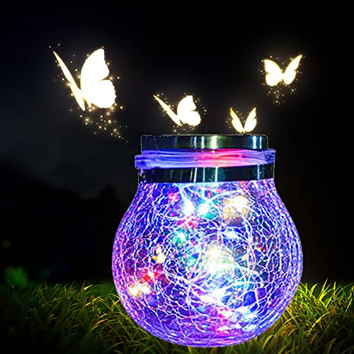 Solarleuchten Garten - XRR 30LED Solar Laterne Hängend Glaslaterne Solarlampen für Außen - IP65 Wasserdicht Solarlichter Gartendeko, für Garten,Patio,Partei,Geschenkideen,Balkon Deko（Mehrfarbig） von XRR