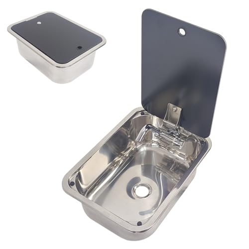 Kleines Waschbecken für Wohnmobile, Spüle Küche Spülbecken Edelstahl Mit Deckel, Spüle Mit Armatur Set, Küchenspüle von XRRJFYH