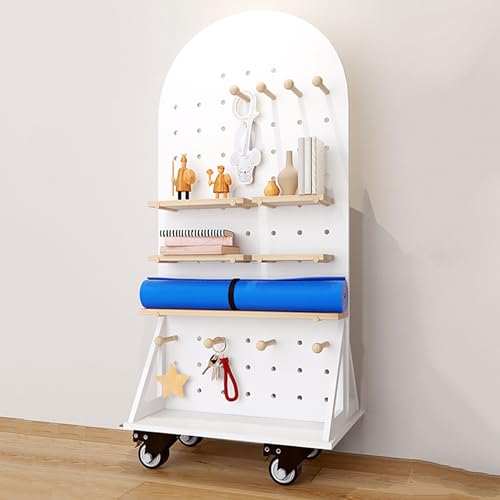 Lochplatte Holz, Beweglich Pegboard Mit Rollen, Werkzeugregal, 120×60 cm Lochblech für Zuhause, Büro, Handwerk (Color : Wit, Size : With casters) von XRRJFYH