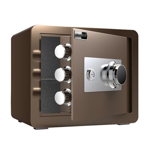Mini Tresor mit Schlüssel Geldkassette Zahlenschloss Kleiner Safe für Zuhause Geldtresor für Geld, Bargeld, Medikamente, Pistole(Brown,30CM/12IN) von XRRJFYH
