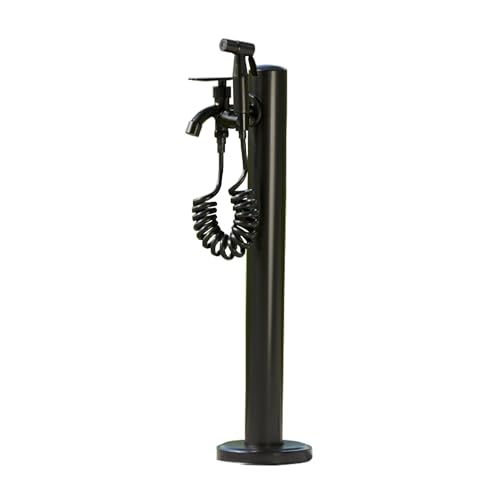 Schwarz Wassersäule Garten Wasserzapfsäule Edelstahl Frostsicherer Außenwasserhahn Wasserzapfstelle Auslaufhahn Wasserentnahmestelle(Color:Round column with spray gun,Size:60cm) von XRRJFYH