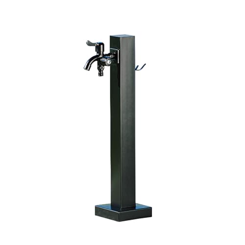 Schwarz Wassersäule Garten Wasserzapfsäule Edelstahl Frostsicherer Außenwasserhahn Wasserzapfstelle Auslaufhahn Wasserentnahmestelle(Color:Square colum wit dual faucet,Size:60cm) von XRRJFYH