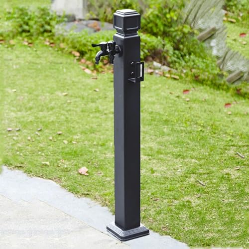 Wassersäule mit 100 cm Spritzpistole Und Schlauchhaken, Wasserzapfsäule Garten Wasserhahn Säule Wasserzapfstelle Frostsicherer Außenwasserhahn (Color : With dual faucet-a, Size : 95cm) von XRRJFYH