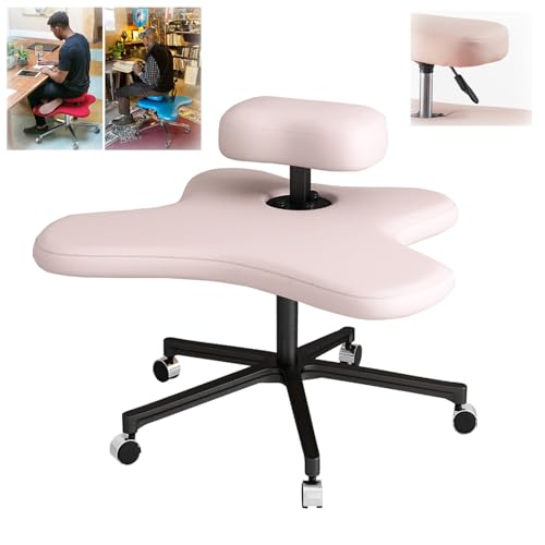 XRRJFYH Kniestuhl Kneeling Chair Kniehocker Ergonomisch ADHD Chair mit Rollen Hocker Ergonomisch Büro, Verstellbare Höhe (Color : Pink, Size : Automatic-Black Legs) von XRRJFYH