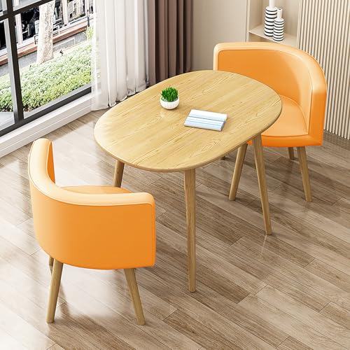 XRRJFYH Küchentisch mit 2 Stühlen Essgruppe mit 2 Stühlen Esszimmertische Esstisch Oval Tisch 80x60 Dining Table 2 Personen(Orange) von XRRJFYH
