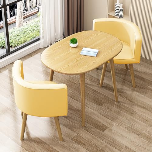 XRRJFYH Küchentisch mit 2 Stühlen Essgruppe mit 2 Stühlen Esszimmertische Esstisch Oval Tisch 80x60 Dining Table 2 Personen(Yellow) von XRRJFYH