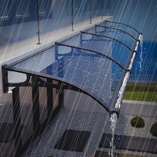 XRRJFYH Tür Überdachung, Regenschutz mit Drainagerinne, Vordach für Haustür, Markise Wetterfest(Gray,100x100cm) von XRRJFYH