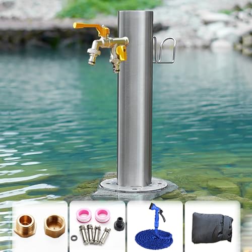 XRRJFYH Wassersäule Garten mit Wasserhahn Wasserzapfsäule Garten Edelstahl Frostsicher Wasserhahn Garten Wasserzapfstelle Aussenwasserhahn Wasserhahnsäulen(50x10.5CM/20x4.1in) von XRRJFYH