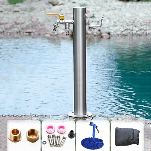 XRRJFYH Wassersäule Garten mit Wasserhahn Wasserzapfsäule Garten Edelstahl Frostsicher Wasserhahn Garten Wasserzapfstelle Aussenwasserhahn Wasserhahnsäulen(86x10.5CM/34x4.1in) von XRRJFYH