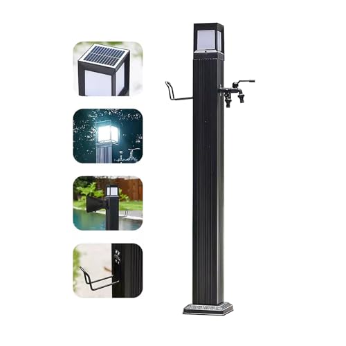 XRRJFYH Wassersäule mit Solar Licht, Wasserzapfsäule Garten Wasserhahn Säule Frostsicherer Außenwasserhahn Wasserzapfstelle (Color : Column With dual faucet, Size : 113cm) von XRRJFYH