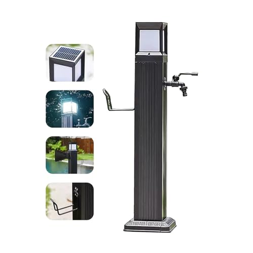 XRRJFYH Wassersäule mit Solar Licht, Wasserzapfsäule Garten Wasserhahn Säule Frostsicherer Außenwasserhahn Wasserzapfstelle (Color : Column With faucet, Size : 73cm) von XRRJFYH