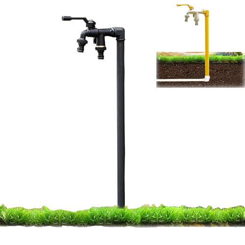 XRRJFYH Wassersäule mit Wasserhahn Wasserzapfsäule Garten Edelstahl Wasserhahn 1/2 Zoll Außenwasserhahn Frostsicher Wasserhahn Säule(Negro,100cm/39.4in) von XRRJFYH