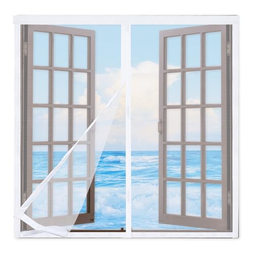 Magnet Fliegengitter Fenster 90x90cm,Mückenschutz Fenster Magnet,Insektenschutz Fenster Magnet mit Selbstklebeband für Fenster Hält Käfer/Fliegen/Mücken Draußen,Weiß Magnet Fliegengitter Fenster 90x90cm,Mückenschutz Fenster Magnet,Insektenschutz Fenster Magnet mit Selbstklebeband für Fenster Hält Käfer/Fliegen/Mücken Draußen,Weiß von XRXDSY