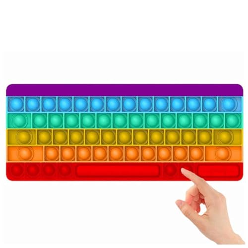 XRXRX Push Pop Toy Keyboard, Push Bubble Toy Color Keyboard Sensory Toy Silicone Extrusion Toy, Interactive Toy Stress Children's Adult Letters. von XRXRX